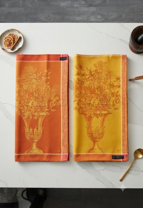 Le Jacquard Francais Floraison Uni Pink Tea Towel 80x60cm 100% cotton