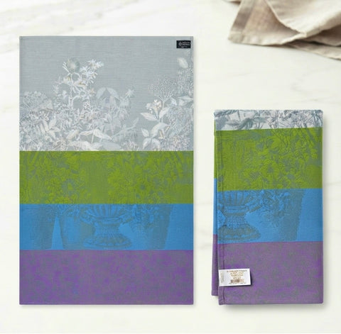 Le Jacquard Francais Floraison Raye Lilas- Blue Tea Towel 80x60cm 100% cotton