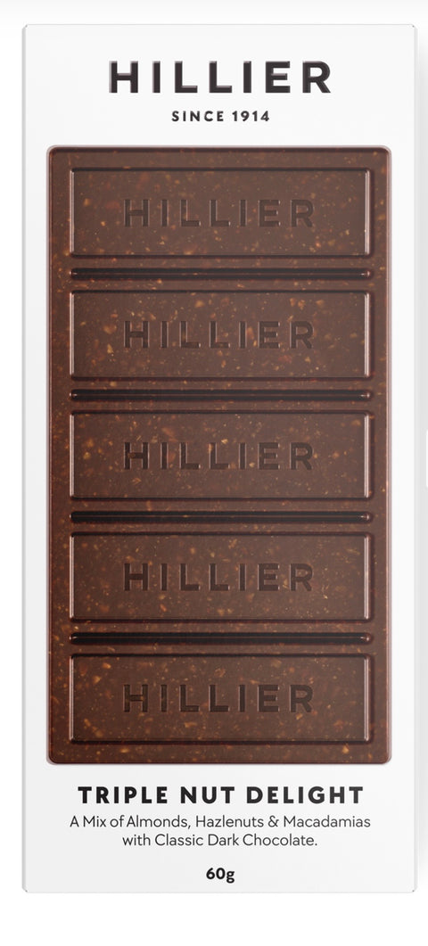 Ernest Hillier Triple Nut Delight & Dark Chocolate Bar 60g