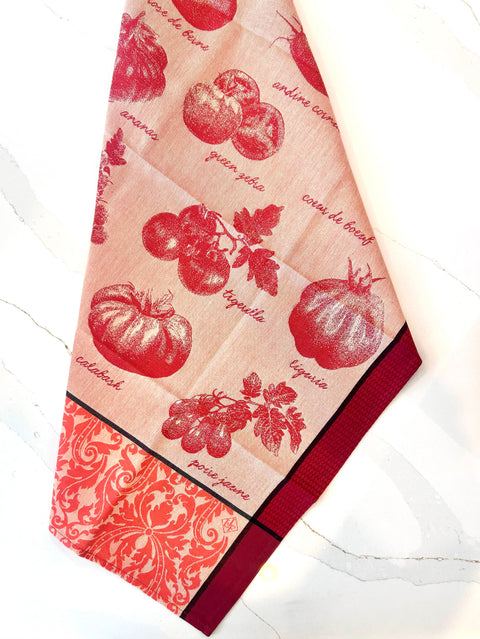 Le Jacquard Francais Tomates Etc Rouge Red Tea Towel 80x60cm 100% cotton