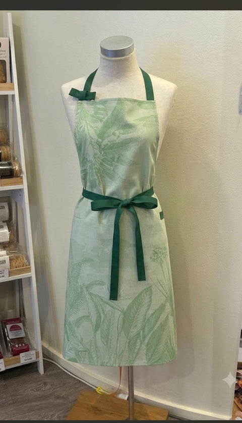 Le Jacquard Francais French Cotton Kitchen Apron Sinharaja Jungle green 100% cotton