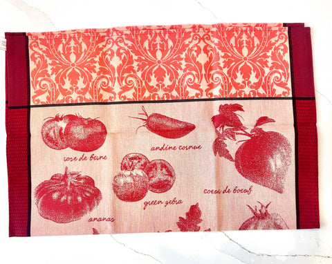 Le Jacquard Francais Tomates Etc Rouge Red Tea Towel 80x60cm 100% cotton