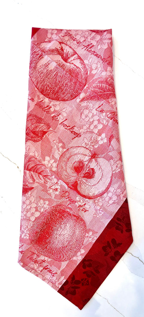 Le Jacquard Francais Pommes a Croquer Reinette Red Tea Towel 80x60cm 100% cotton
