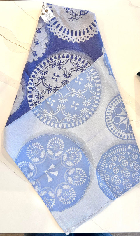 Le Jacquard Francais Faience Bleuet- Blue Tea Towel 80x60cm 100% cotton
