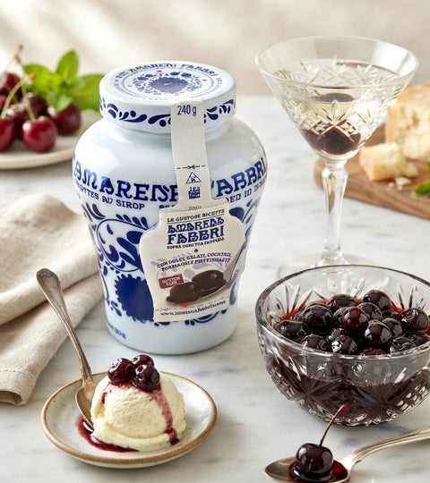 Premium French cherries with dessert - Cheese Celebration