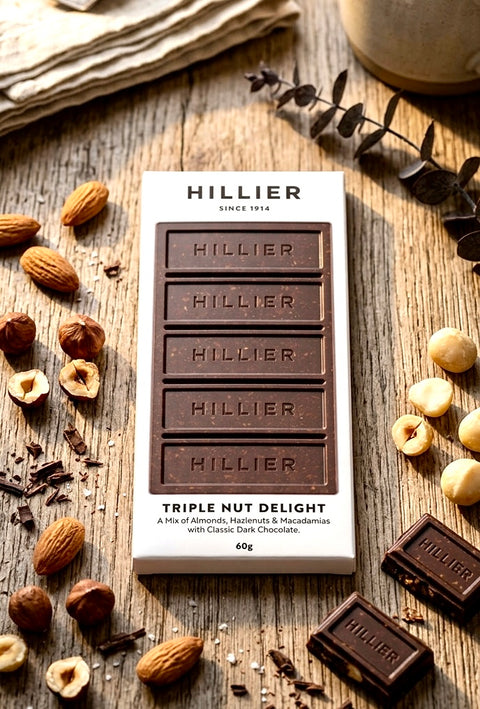 Ernest Hillier Triple Nut Delight & Dark Chocolate Bar 60g