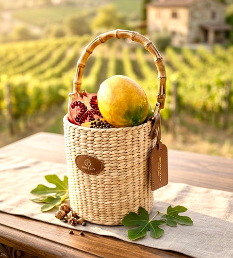 Basket Handbag with Bamboo Handle