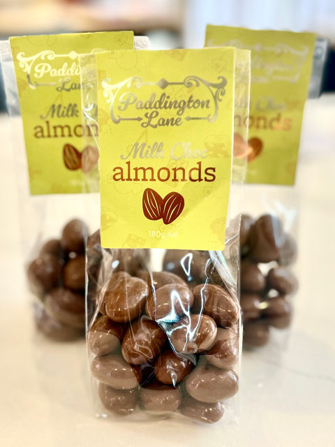 Paddington Lane Milk Choc Almonds 180g