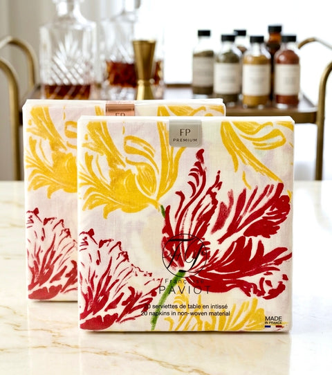 Francoise Paviot Cocktail Napkins with Tulipe 25x25 20Pk