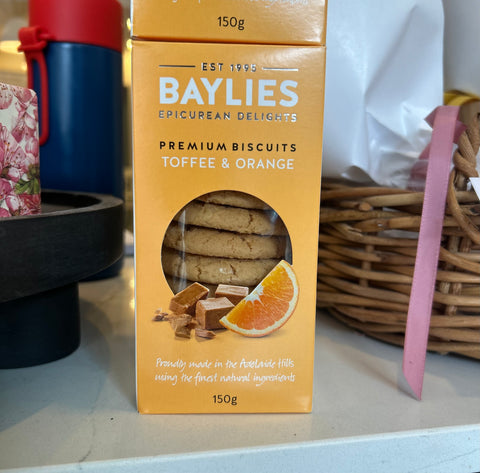 BAYLIES toffee & orange premium biscuits 150g