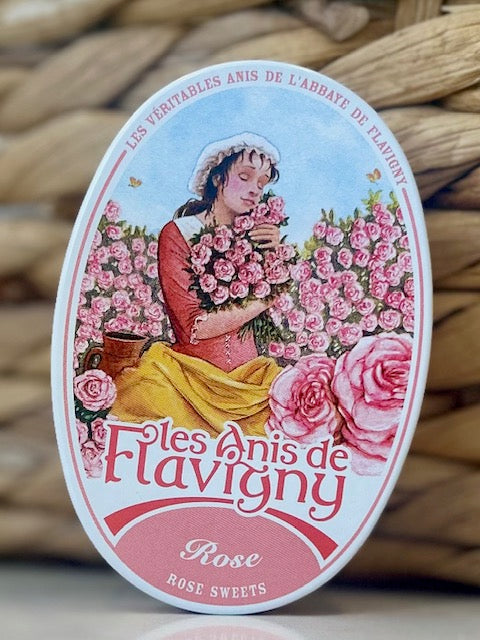 French Rose Flavored Candies Oval Pink Tin 50gm