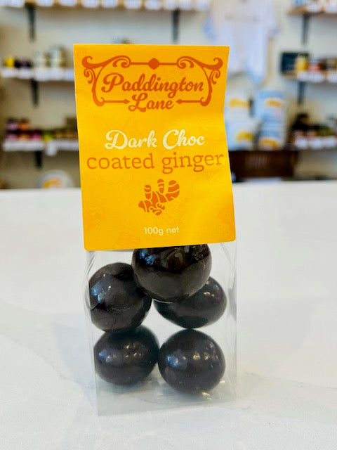 Paddington Lane Dark Chocolate coated Ginger 100gm